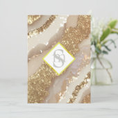 *~ Ivory Gold AR66 QR + UAWG Agate Wedding Einladung (Stehend Vorderseite)