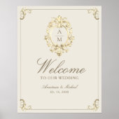 Ivory Gold Baroque Wedding Welcome Poster (Vorne)