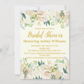 Ivory Gold Boho Greenery Bridal Dusche Einladungen (Vorderseite)