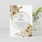 Ivory Gold Boho Hochzeitseinladung Einladung (Stehend Vorderseite)