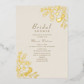 Ivory Gold Brautparty Folieneinladung (Vorderseite)