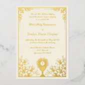 Ivory Gold Chalice and Host First Holy Communion Folieneinladung (Vorderseite)