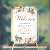Ivory Gold Christmas Floral Wedding Welcome Acrylschild (Neutral)