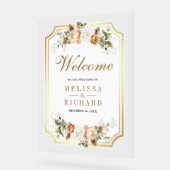 Ivory Gold Christmas Floral Wedding Welcome Acrylschild (Winkel)