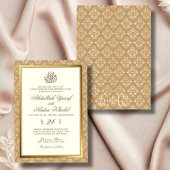 Ivory Gold Damask Elegance Islamische Hochzeit Einladung