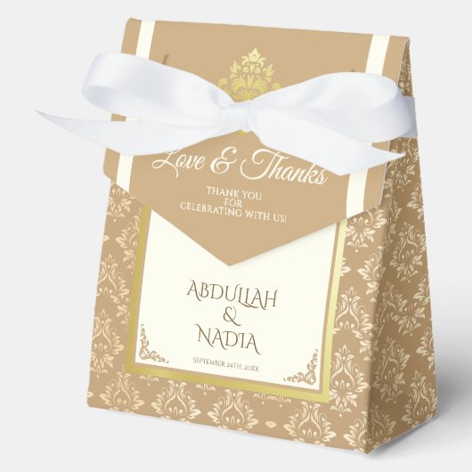Ivory Gold Damask Elegance Islamische Hochzeit Geschenkschachtel (Vorderseite)