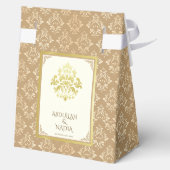 Ivory Gold Damask Elegance Islamische Hochzeit Geschenkschachtel (Rückseite)