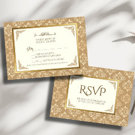 Ivory Gold Damask Elegance Islamische Hochzeit RSVP Karte