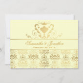 Ivory & Gold Damask Save the Date (Rückseite)