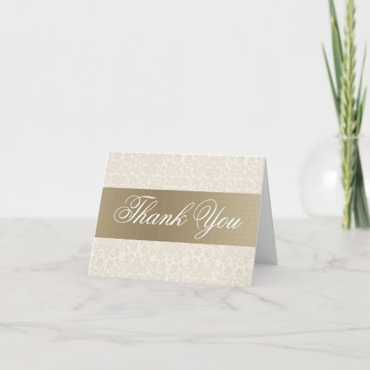 Ivory & Gold Danke-Card Dankeskarte (Vorderseite)