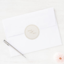 Ivory Gold Elegante Calligrafy Wedding Runder Aufkleber