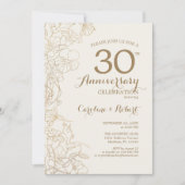 Ivory Gold Floral 30 Jahre Einladung (Vorderseite)