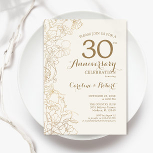 Ivory Gold Floral 30. Jubiläum Einladung