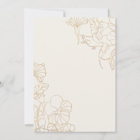 Ivory Gold Floral 50 Jahre Jubiläum Einladung (Rückseite)