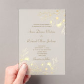 Ivory Gold Floral Acrylic Wedding Einladung (Insitu (Handheld))
