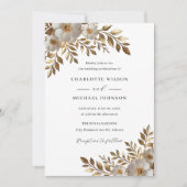 Ivory Gold Floral Bloom Wedding Invitation  Einladung (Vorderseite)