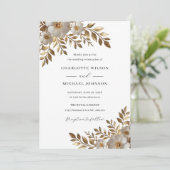 Ivory Gold Floral Bloom Wedding Invitation  Einladung (Stehend Vorderseite)