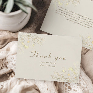 Ivory Gold Floral Bridal Danke-Karte Einladungspostkarte