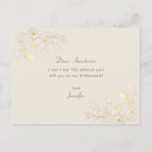 ivory Gold Floral Bridesmaid Vorschlag Card Einladungspostkarte (Rückseite)