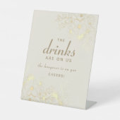 Ivory Gold Floral Open Bar Wedding Sign Sockelschild (Vorderseite)