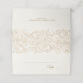 Ivory Gold Floral Platzkarte (Außenseite Aufgefaltet)