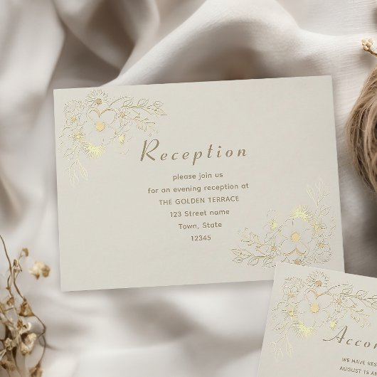 Ivory Gold Floral Wedding Card Begleitkarte
