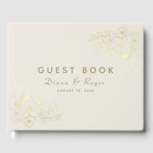 Ivory Gold Floral Wedding Guest Book Gästebuch (Vorderseite)