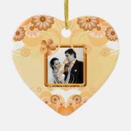 Ivory Gold Floral Wedding Heart Keepake Ornamente