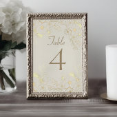 Ivory Gold Floral Wedding Tischnummer