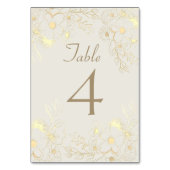 Ivory Gold Floral Wedding Tischnummer (Rückseite)