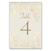 Ivory Gold Floral Wedding Tischnummer (Vorderseite)