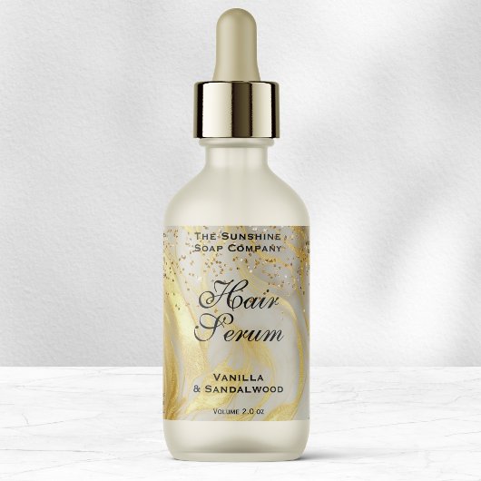 Ivory Gold Glitter Cosmetics Dropper Bottle Label