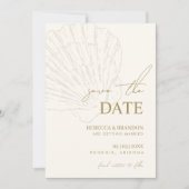 Ivory & Gold Hand Drawn Coastal Seashell Wedding Save The Date (Vorderseite)