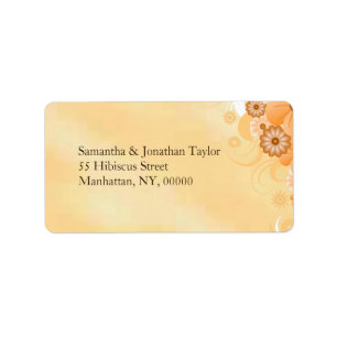 Ivory Gold Hibiskus Floral Medium Wedels Labels Adressaufkleber