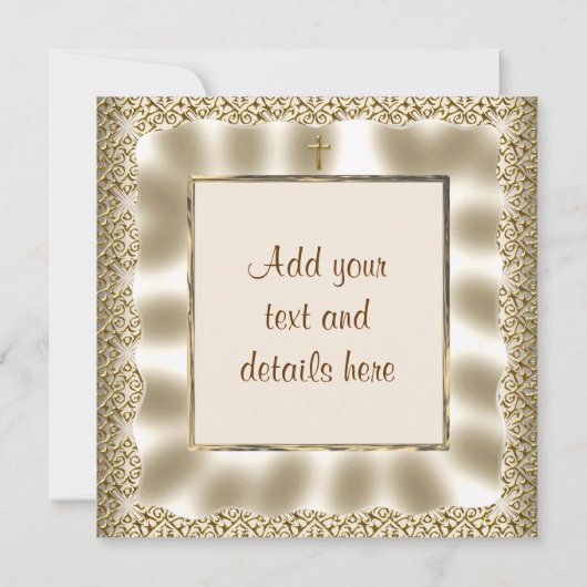 Ivory Gold Lace Baby Foto Taufe Christening Karte (Rückseite)