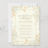 Ivory Gold Leafy Border Botanical Elegant Wedding  Einladung (Vorderseite)