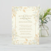 Ivory Gold Leafy Border Botanical Elegant Wedding  Einladung (Stehend Vorderseite)