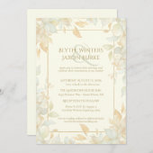 Ivory Gold Leafy Border Botanical Elegant Wedding  Einladung (Vorne/Hinten)
