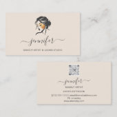 Ivory Gold Makeup Artist Logo Lashes QR CODE Visitenkarte (Vorne/Hinten)