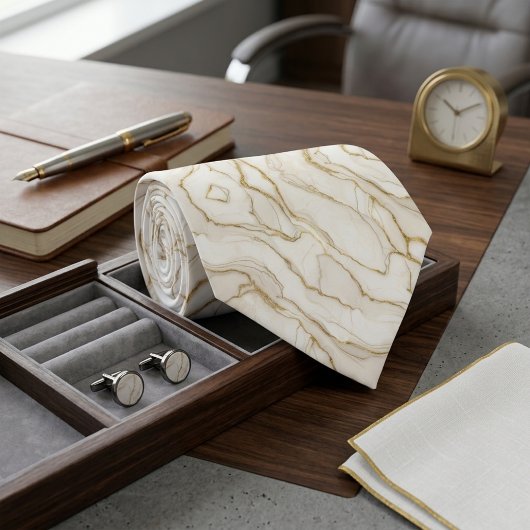 Ivory & Gold Marble Krawatte