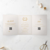Ivory Gold Monogram Foto QR | UAWG | Details Dreifach Gefaltete Karte (Innenseite)