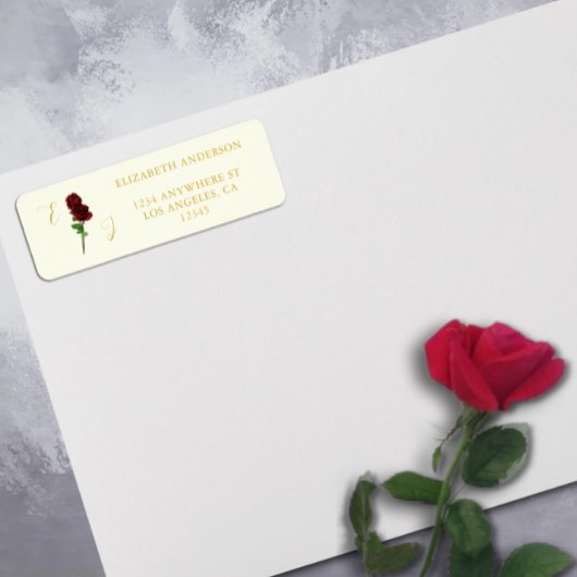 Ivory Gold Rose Hochzeitrücksendesiegel