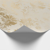 Ivory Gold Sepia Rose Floral Hütte Grungy Damask Geschenkpapier (Ecke)