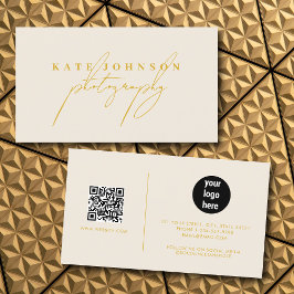 Ivory Gold Signature Script QR Code Social Media Visitenkarte