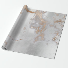 Ivory Gold Silver Gray Metallic Strokes Marmor Geschenkpapier