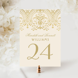 Ivory Gold Vintag Glamour Hochzeit Tischnummer