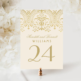 Ivory Gold Vintag Glamour Hochzeit Tischnummer