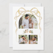 Ivory Gold Weihnachts-Feuerplatz Bow Foto Hochzeit Save The Date (Rückseite)