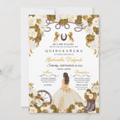 Ivory & Gold Western Charro Cowgirl Quinceanera Einladung (Vorderseite)