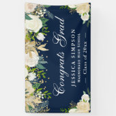 Ivory Golden Floral Moderner Abschluss Graduate Banner (Vertikal)